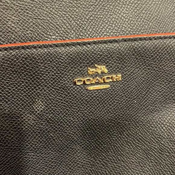 Coach Colorblock Crossgrain Leather Crossbody Bag | Navy, Red, Yellow Trim - Picture 7 of 15